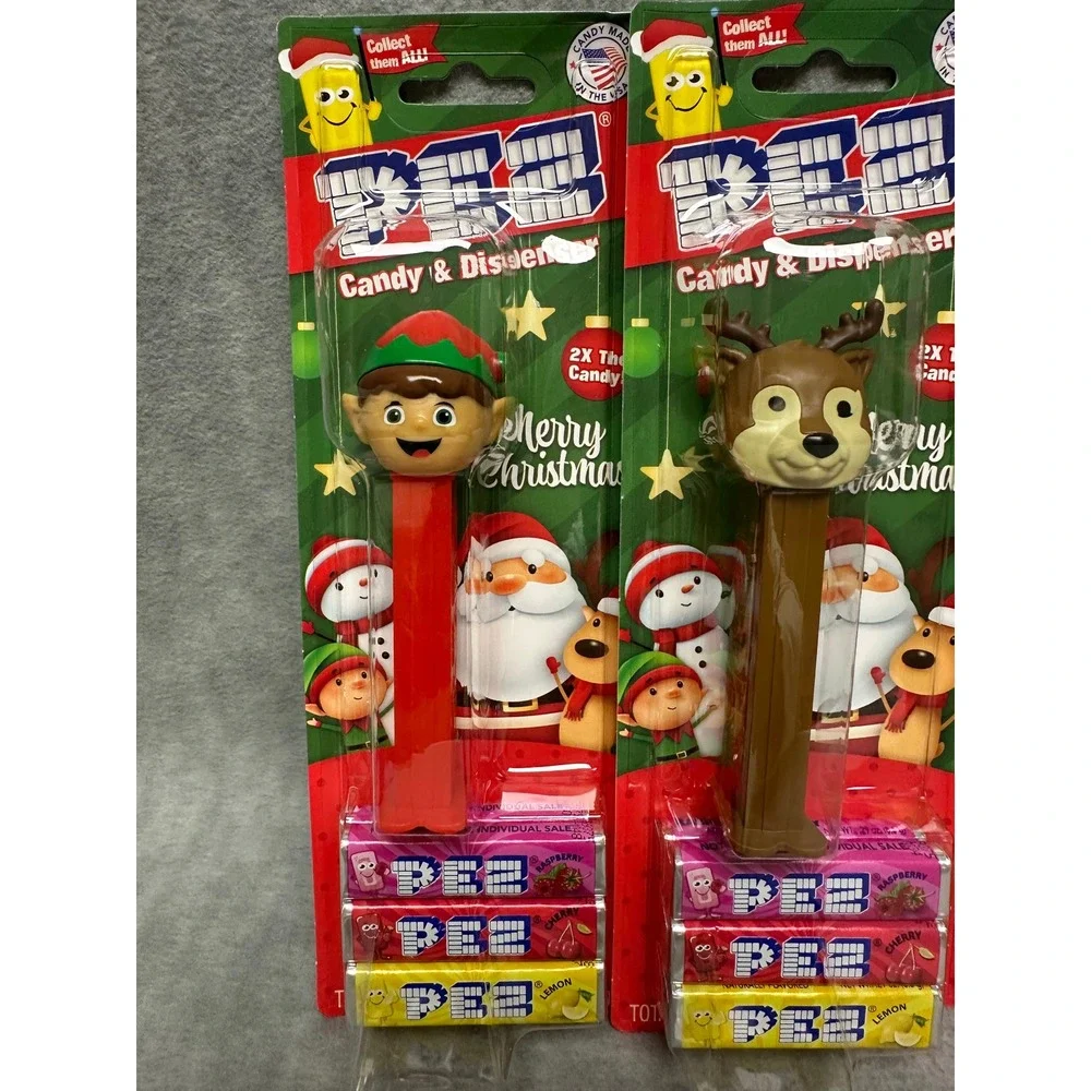 PEZ Candy Christmas Dispensers with Candy 4 Sets Elf Reindeer Snowman‎ Santa